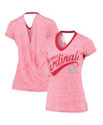 Womens Red St. Louis Cardinals Hail Mary V-Neck Back Wrap T-shirt Product Image