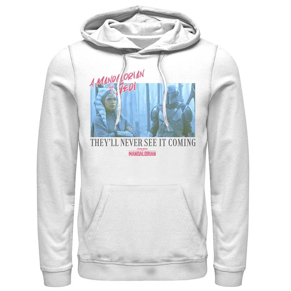 Men's Star Wars The Mandalorian They'll Never See It Cming Poster Hoodie, Size: Small, White Product Image