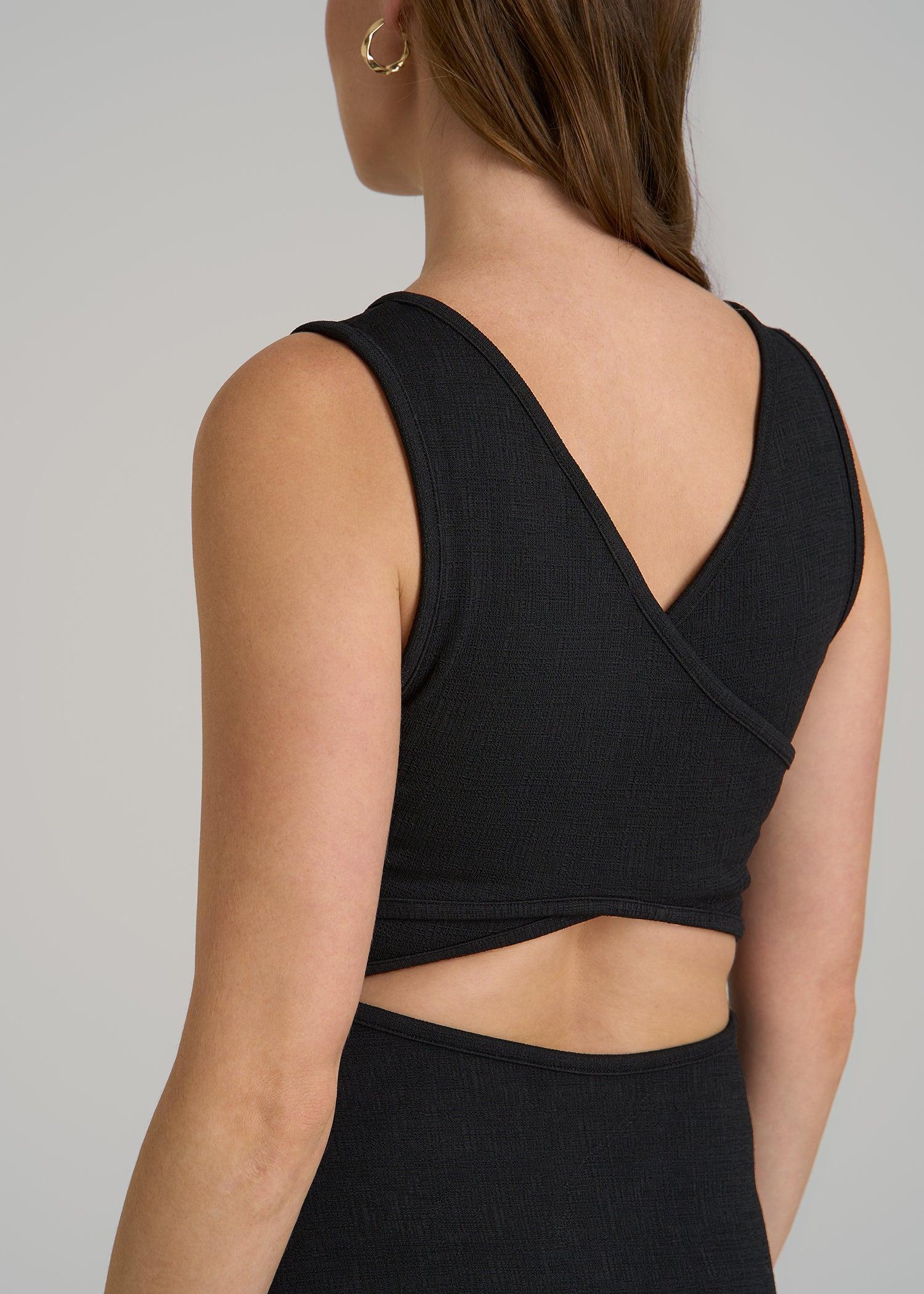 Midi Cross Back Sleeveless Dress for Tall Women in Black Product Image