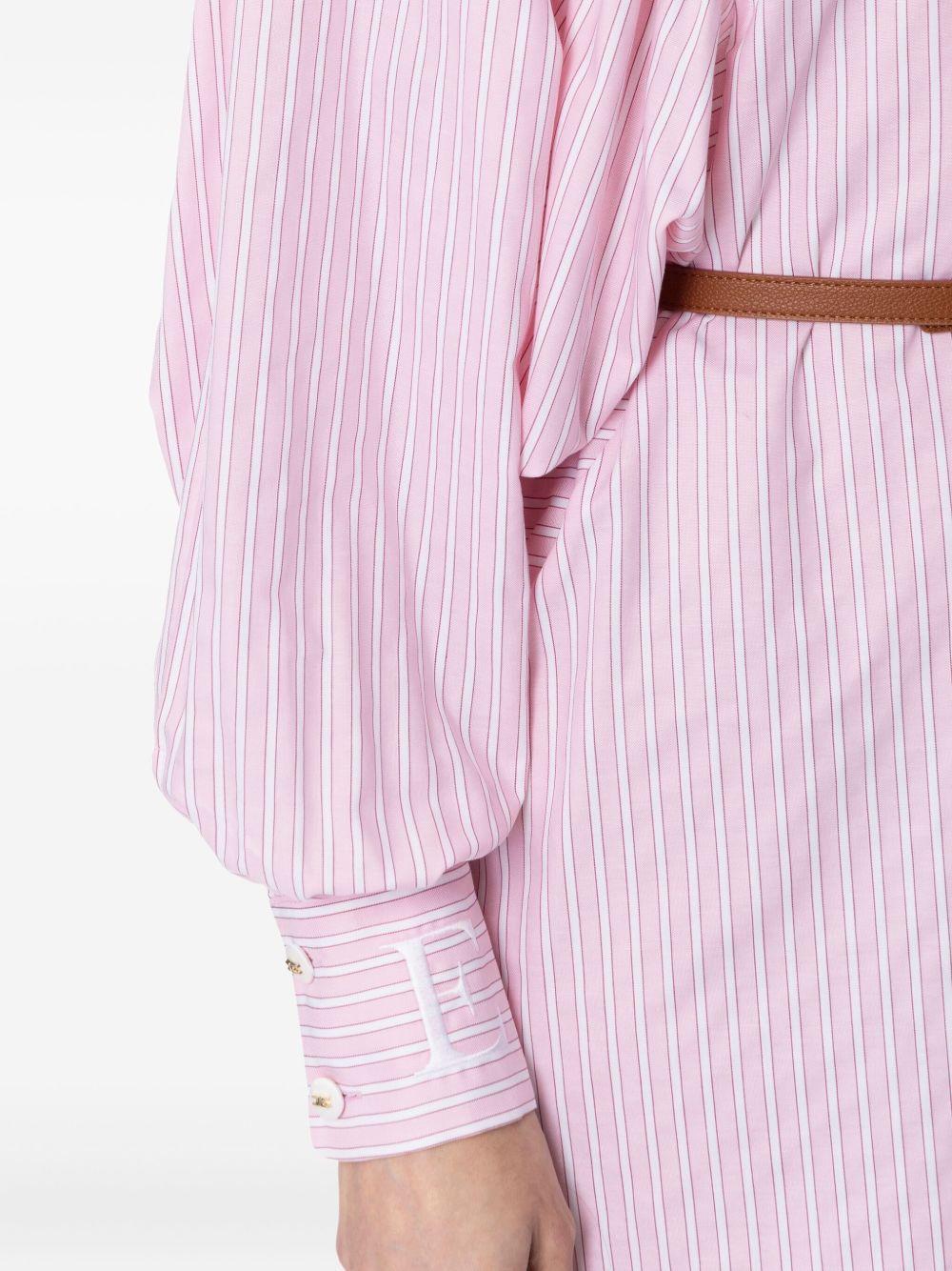 striped long-sleeved shirt mini day dress Product Image