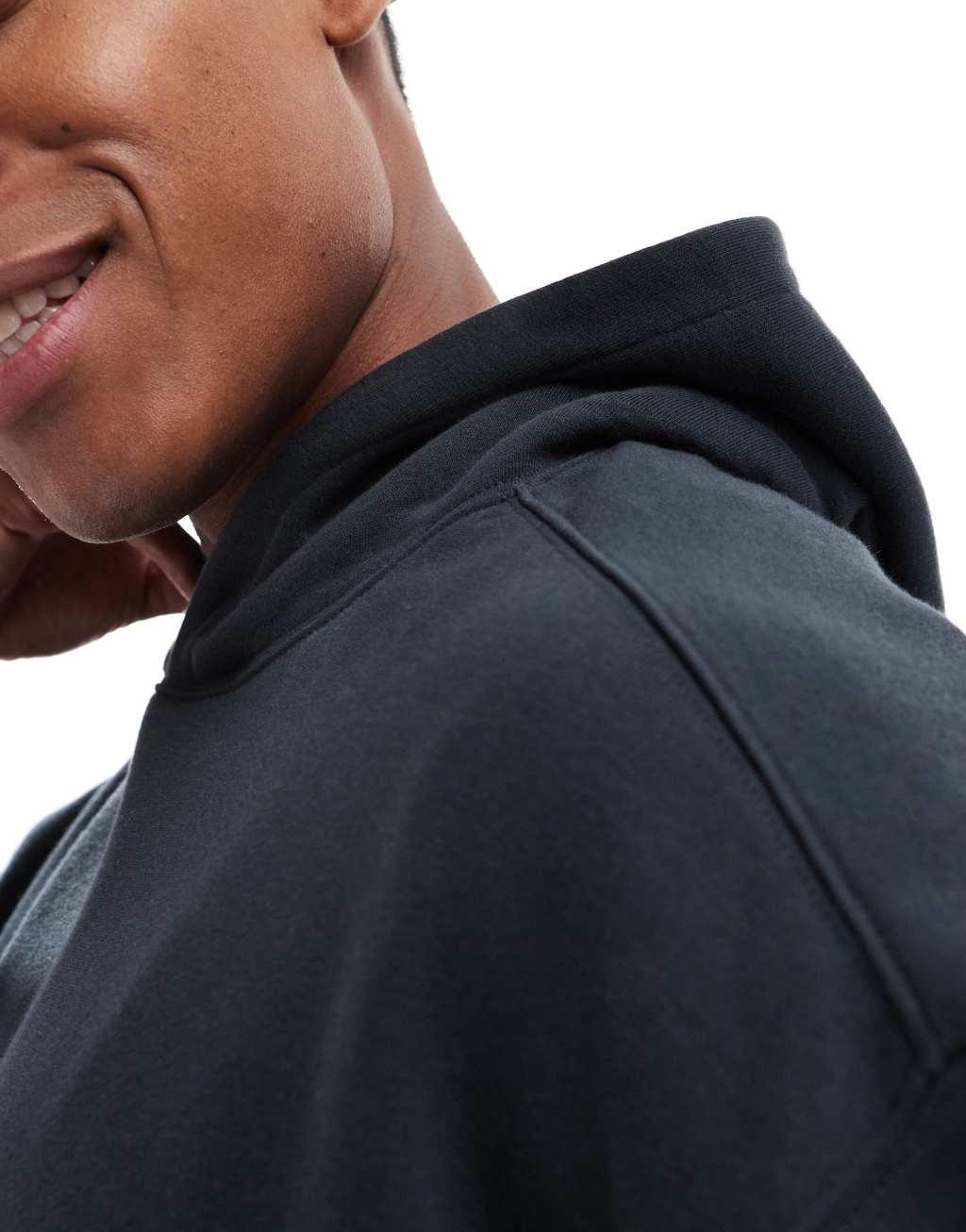 Cotton On box fit hoodie in washed black Product Image