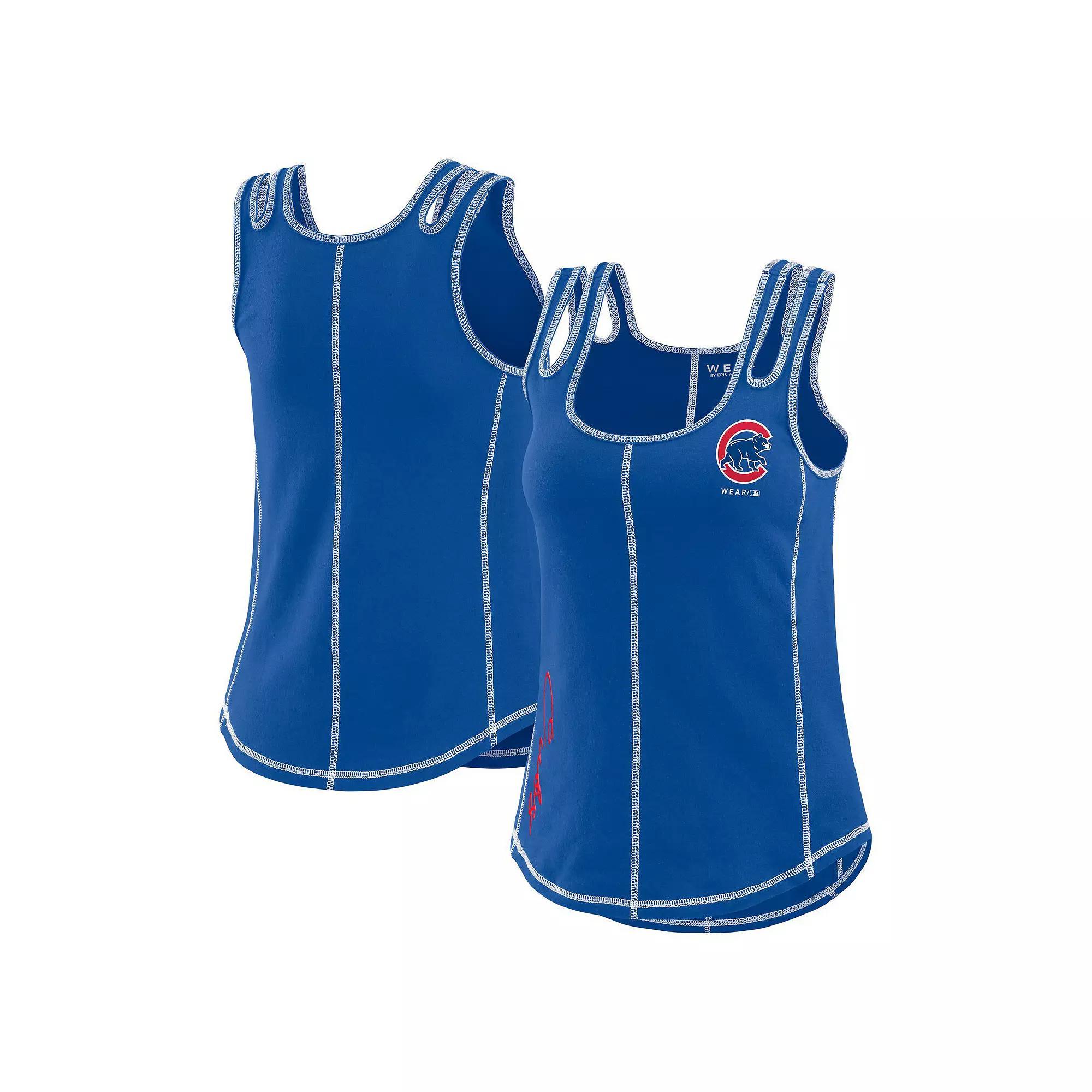 Women's WEAR by Erin Andrews Royal Chicago Cubs Contrast Stitch Tank Top, Size: Large, Blue Product Image