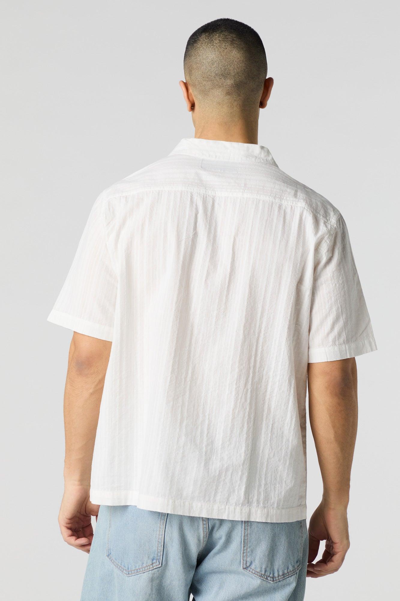 Textured Short Sleeve Button-Up Top Male Product Image