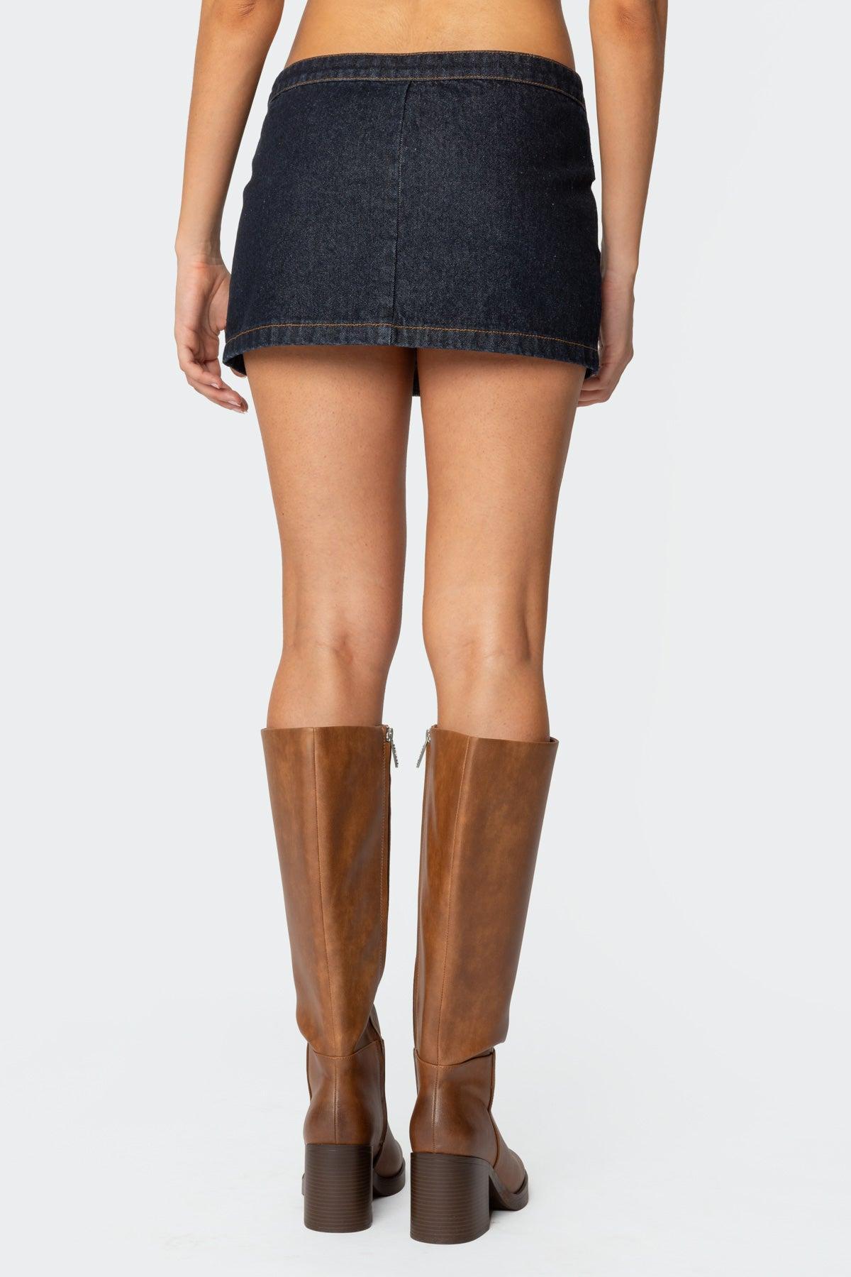 Keira Buckled Denim Mini Skirt Product Image