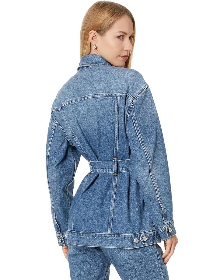 Notch Collar Quilted Coat Stretch Indigo Slub Denim Product Image