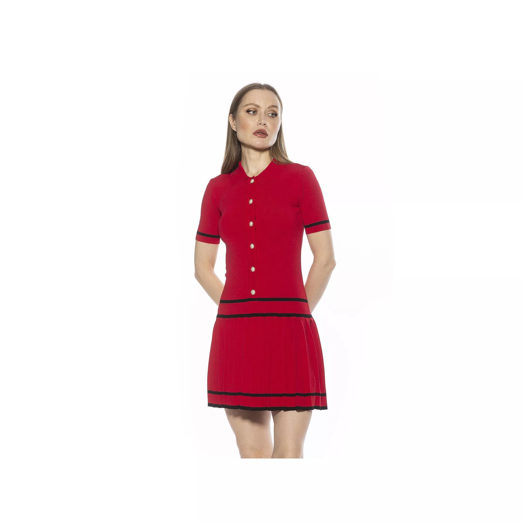 Women's ALEXIA ADMOR Lucinda Collared Short Sleeve Tennis Dress, Size: Medium, Halogen Blue Product Image