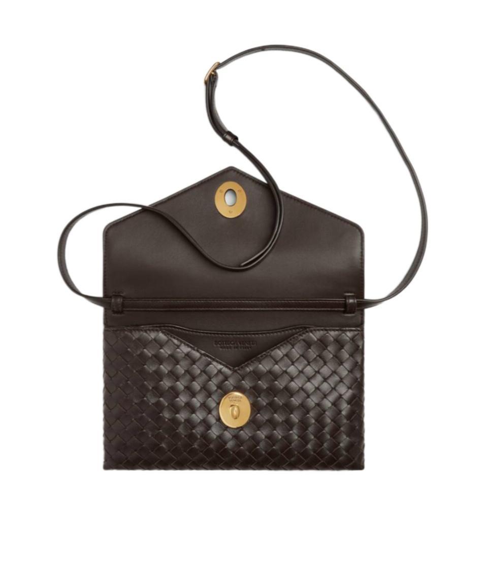 BOTTEGA VENETA Knot Lock Medium Intrecciato Leather Shoulder Bag In Brown Product Image