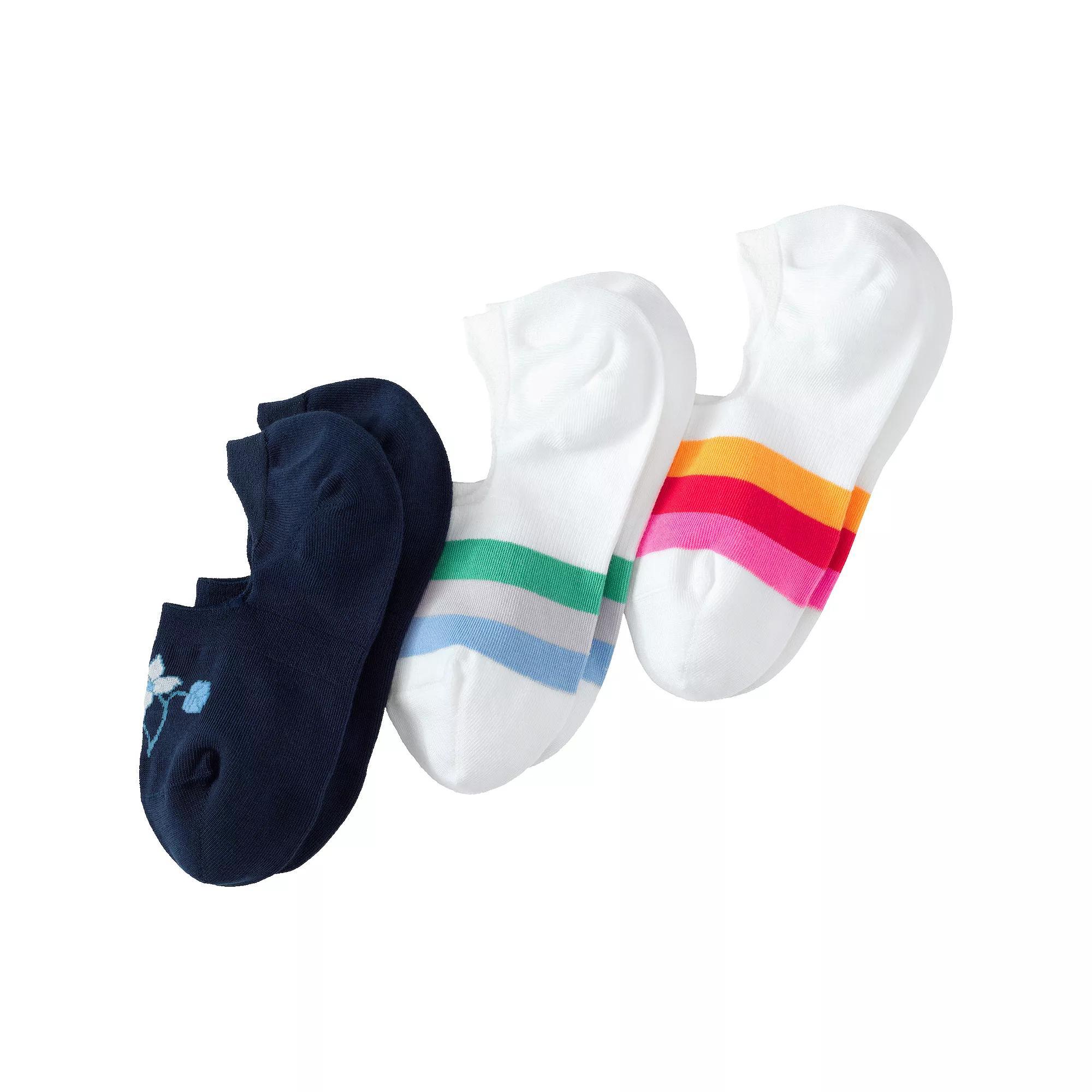 Women's Lands' End 3-Pack No-Show Socks, Size: Small-Medium, Variegated Stripe Product Image