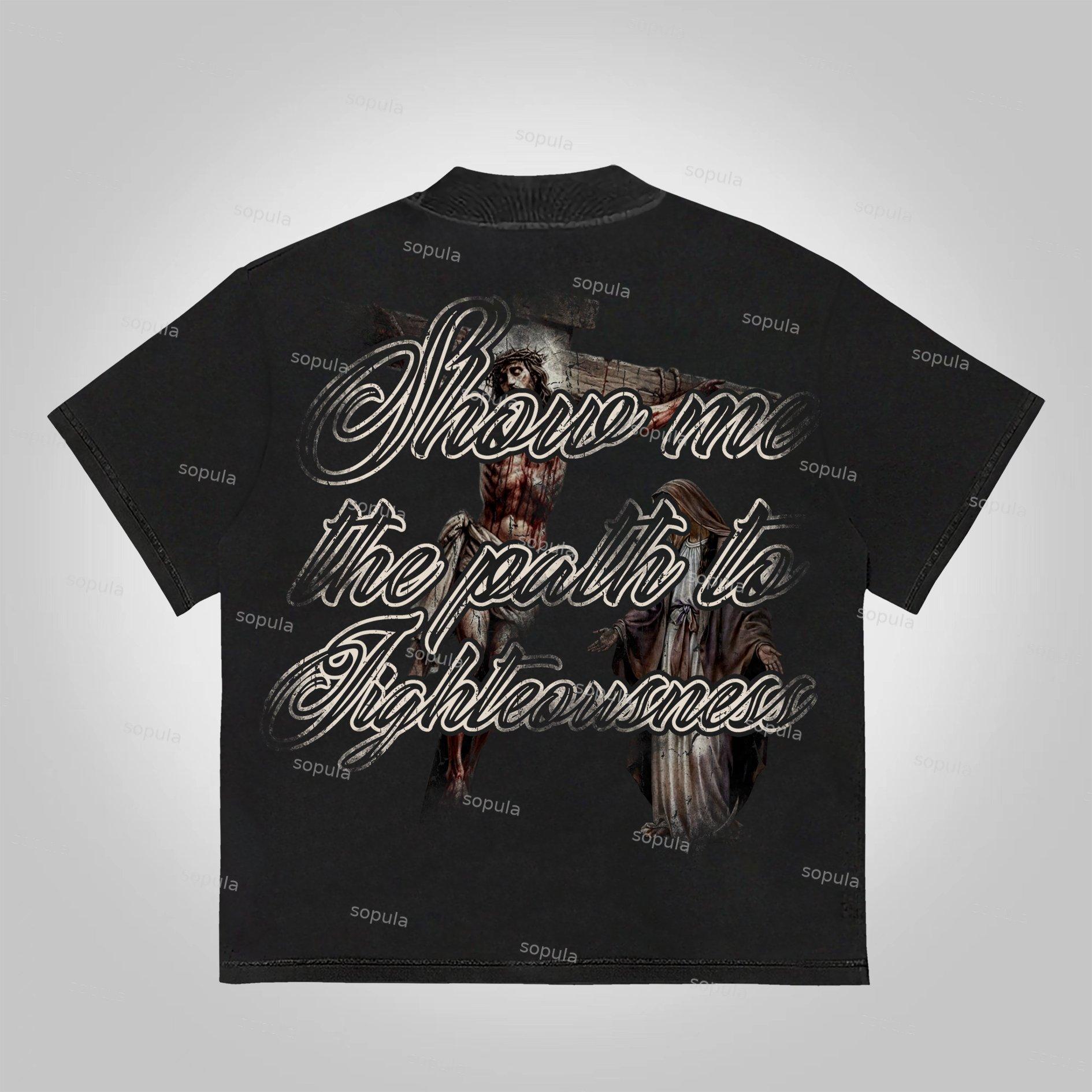 Sopula Lead Me Lord. Vintage Jesus Graphics Cotton T-Shirt Product Image