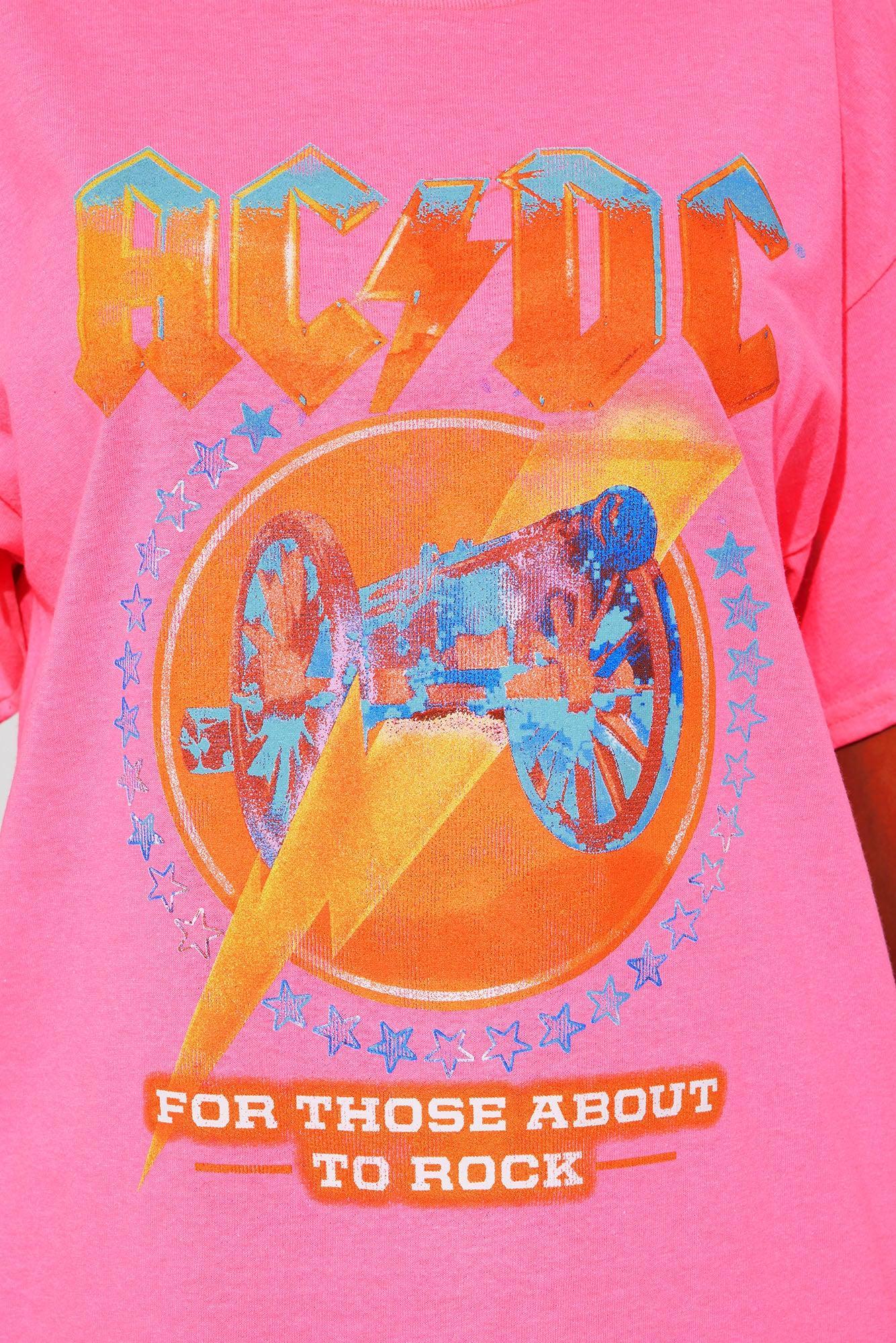 ACDC Neon Pink Oversized Tee - Hot Pink Product Image
