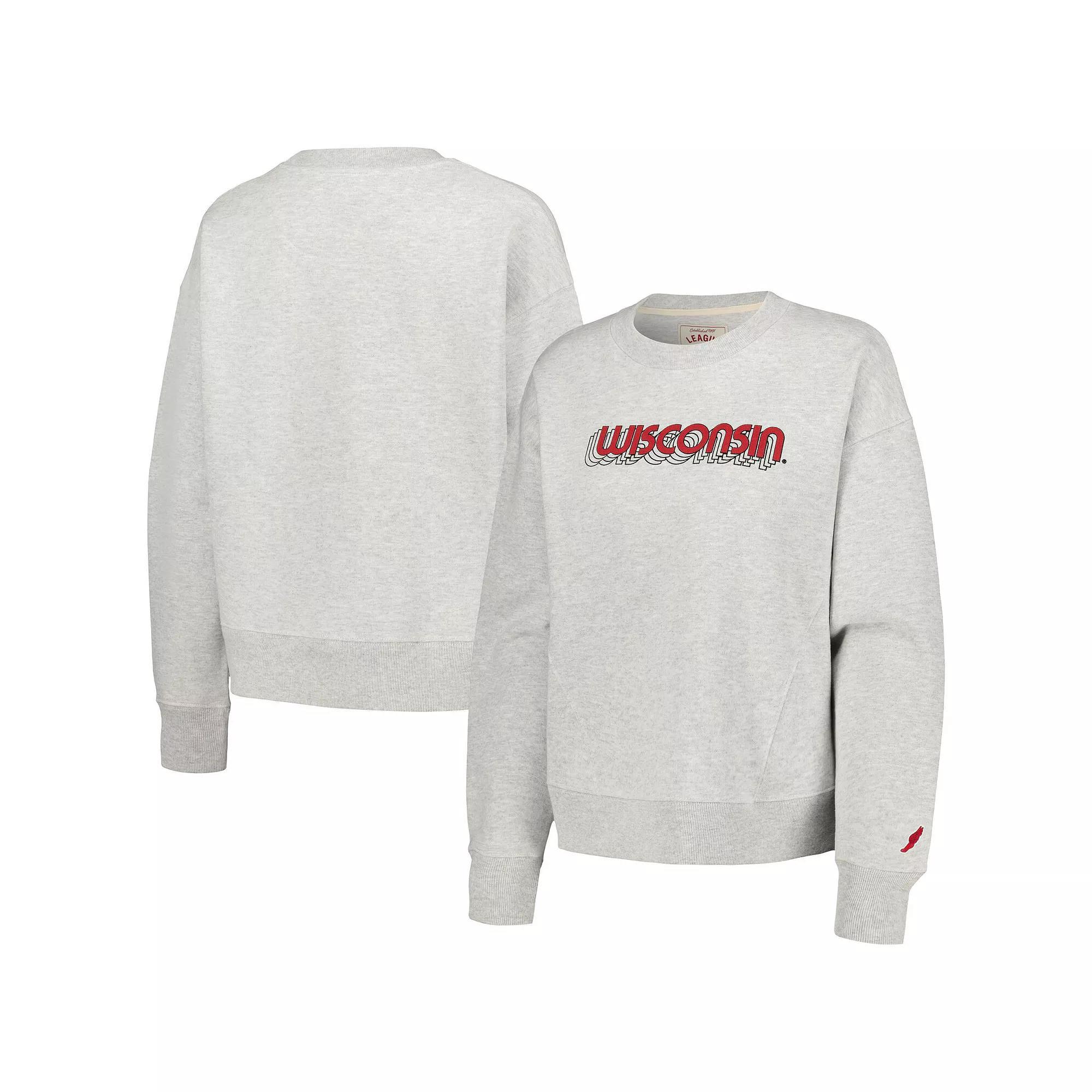Women's League Collegiate Wear Ash Wisconsin Badgers Boxy Pullover Sweatshirt, Size: Small, Black Product Image