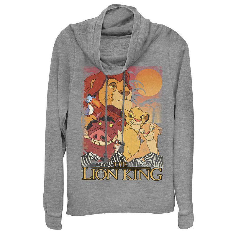 Disney's Lion King Juniors' Happy Group Sunset Cowlneck Graphic Lightweight Long Sleeve, Girl's, Size: XS, Blue Product Image