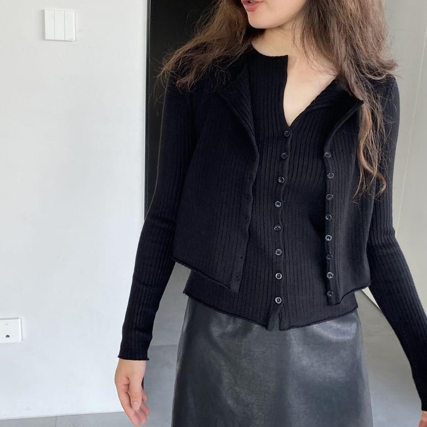 Plain Ribbed Cardigan Product Image