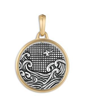 David Yurman Mens Water & Fire Duality Amulet in Sterling Silver with 18K Yellow Gold, 30mm Product Image