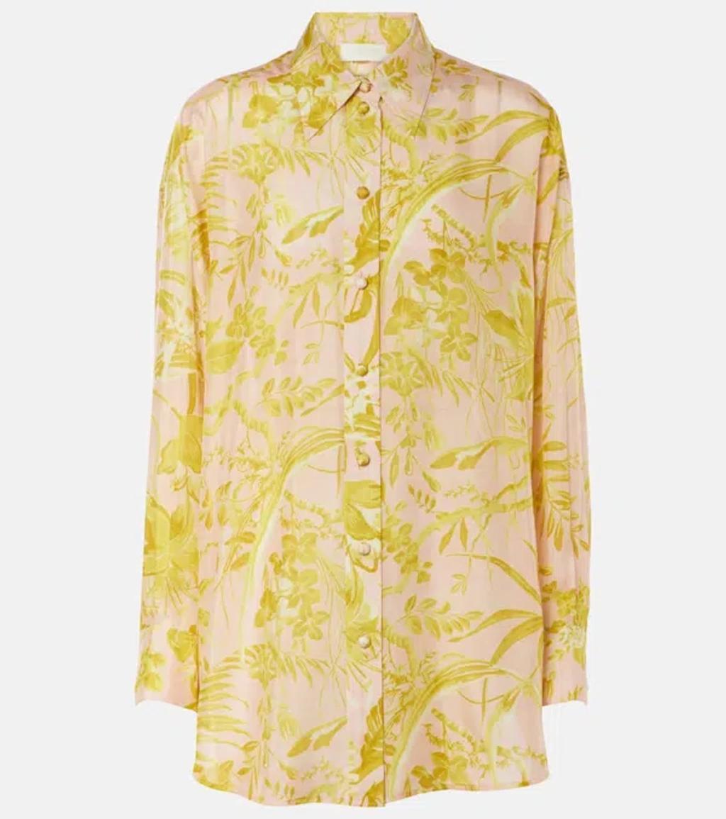 ZIMMERMANN Floral-print Silk Shirt In Pink Product Image