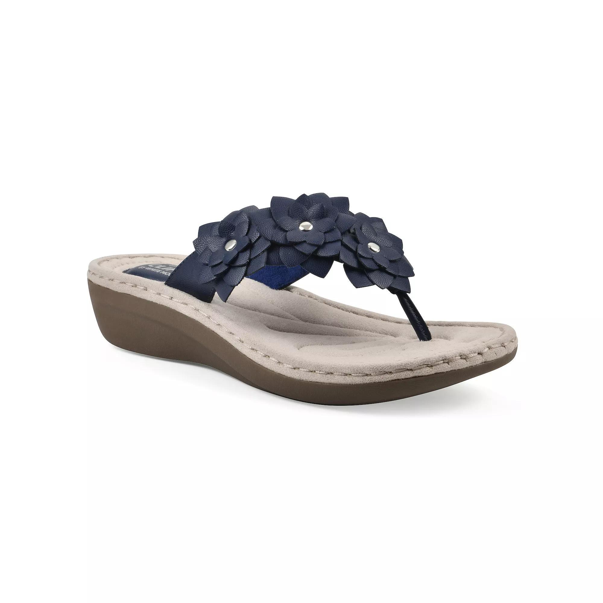 Cliffs by White Mountain Content Women's Floral Wedge Sandals, Size: 9 Medium, Blue Smo Product Image