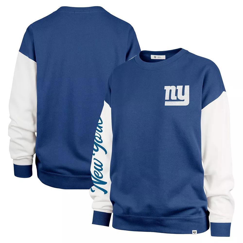 Women's '47  Royal New York Giants Double Header Rise Andie Pullover Sweatshirt, Size: Small, Blue Product Image