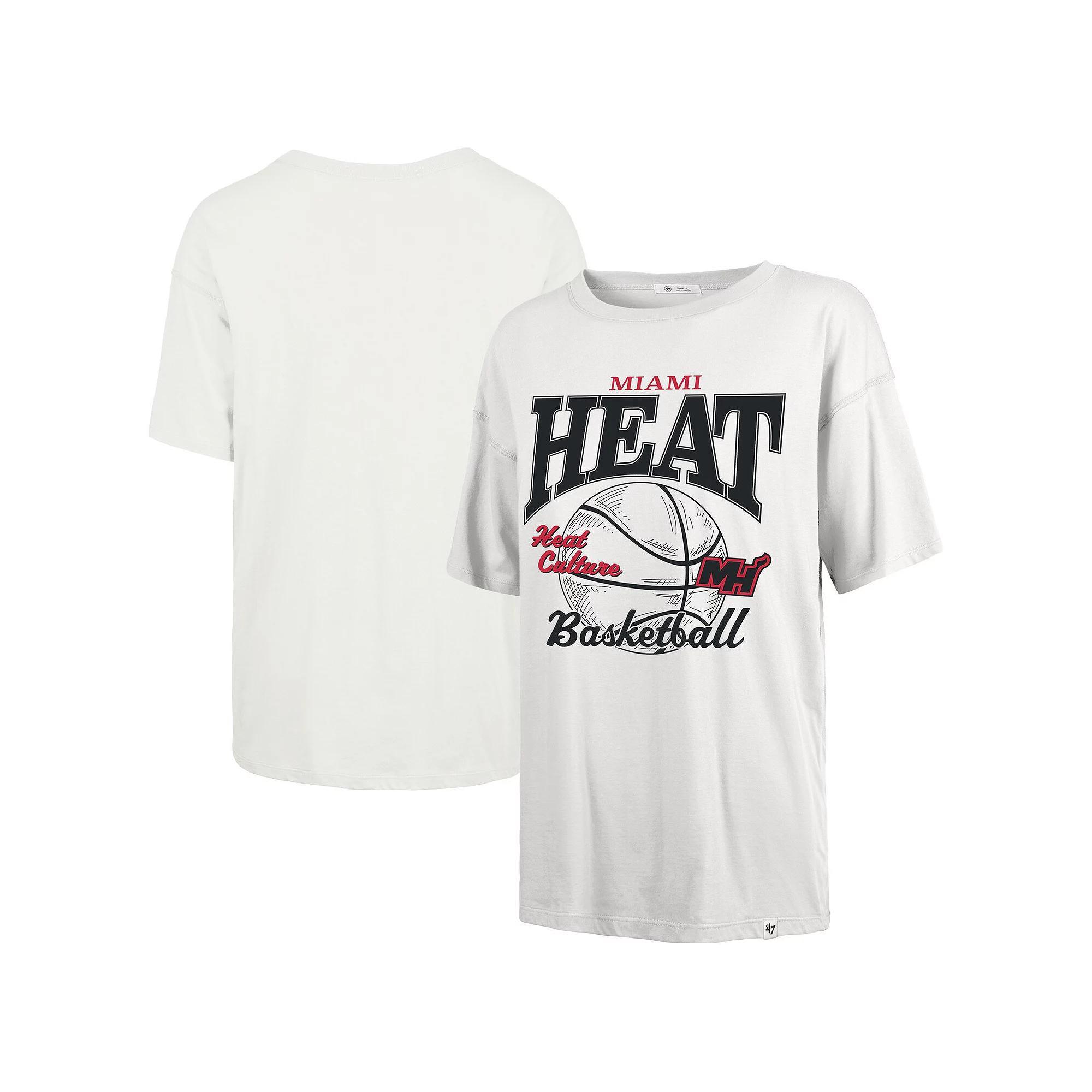 Women's '47  White Miami Heat City Edition Down Court Sadie T-Shirt, Size: Medium Product Image