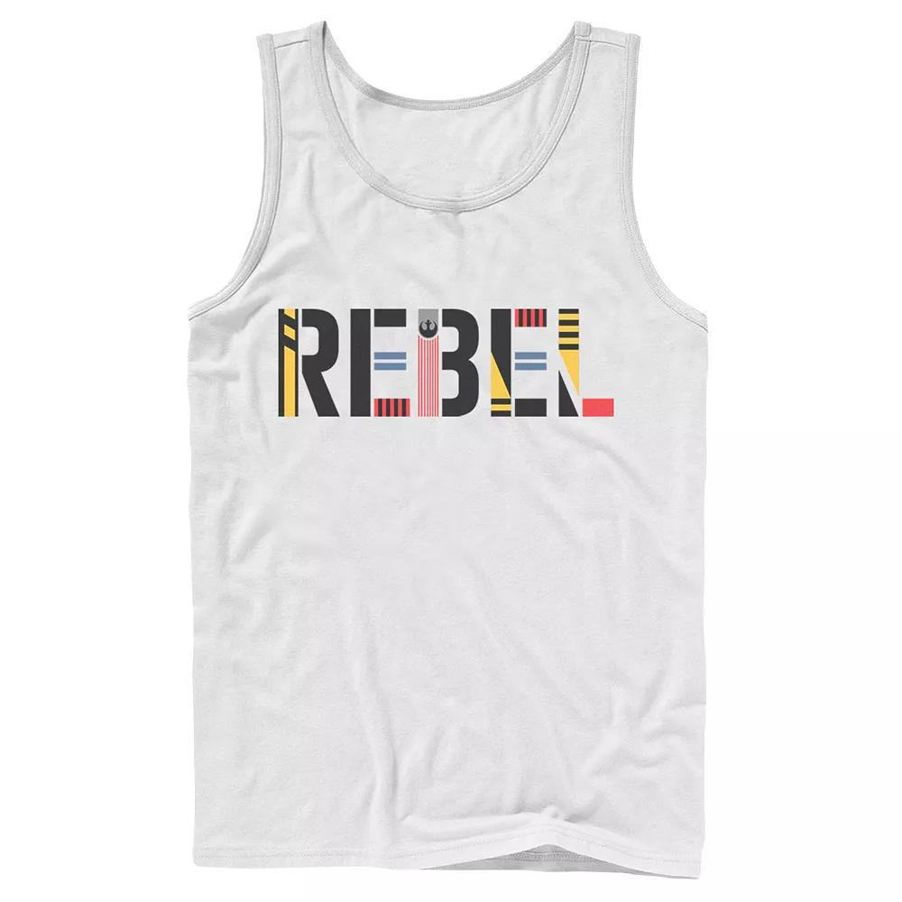 Men's Star Wars The Rise of Skywalker Rebel Text Tank Top, Size: Large, White Product Image
