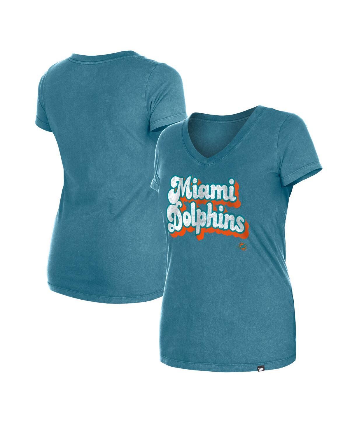 Women's New Era Royal Seattle Seahawks Enzyme Wash Low V-Neck T-Shirt, Size: Large, Blue Product Image