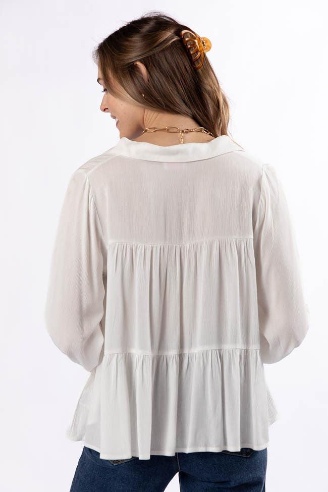Something Good Ivory Tiered Relaxed Button Down Blouse SALE Product Image