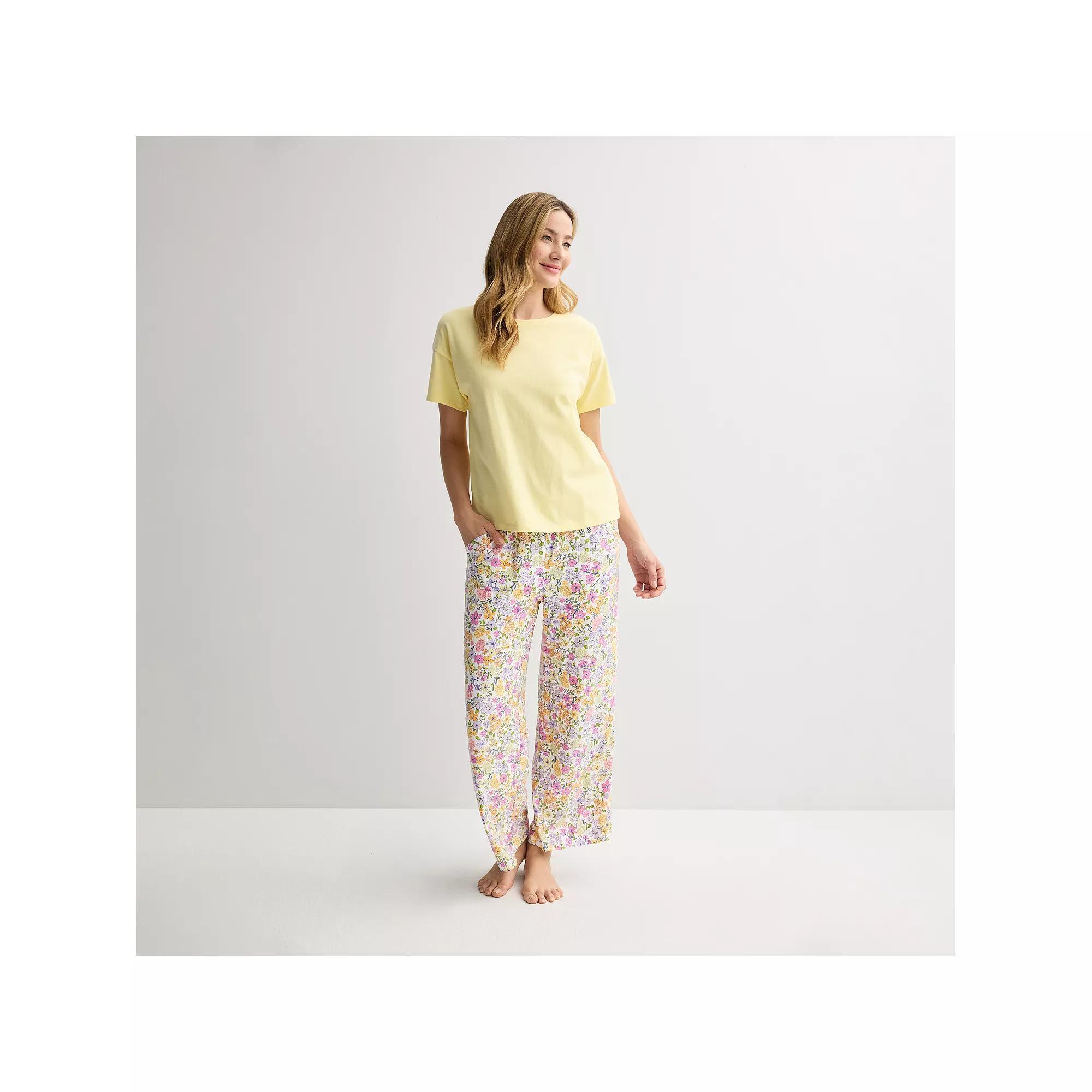 Women's Sonoma Goods For Life® 2-pc. Mom's Day Pajama Top & Pajama Bottoms Set, Size: XS, White Floral Product Image