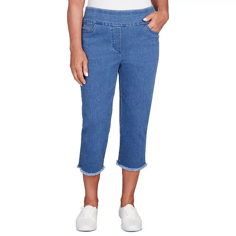 Womens Alfred Dunner Denim Fringe Capri Pants Medium Blue Product Image