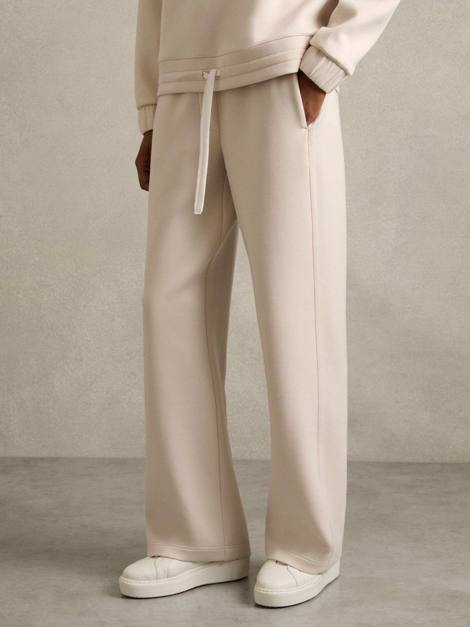 Interlock Wide-Leg Drawstring Joggers in Stone Product Image