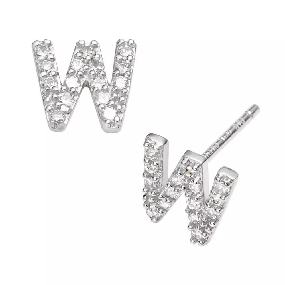 Sophie Miller Sterling Silver Cubic Zirconia Initial Stud Earrings, Womens Product Image
