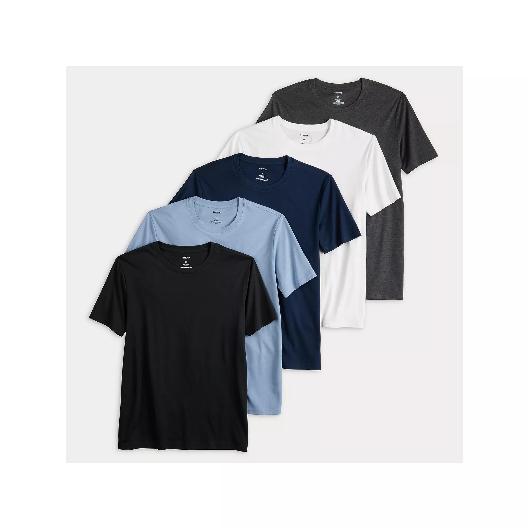 Men's Sonoma Goods For Life® Supersoft 5-Pack Crewneck Tees, Size: XL, Oliveneutral Teampack Product Image