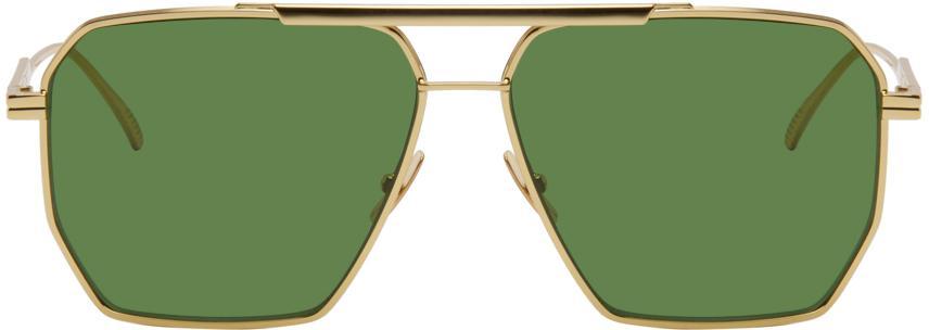 BOTTEGA VENETA Gold Classic Aviator Sunglasses In 004 Gold Product Image