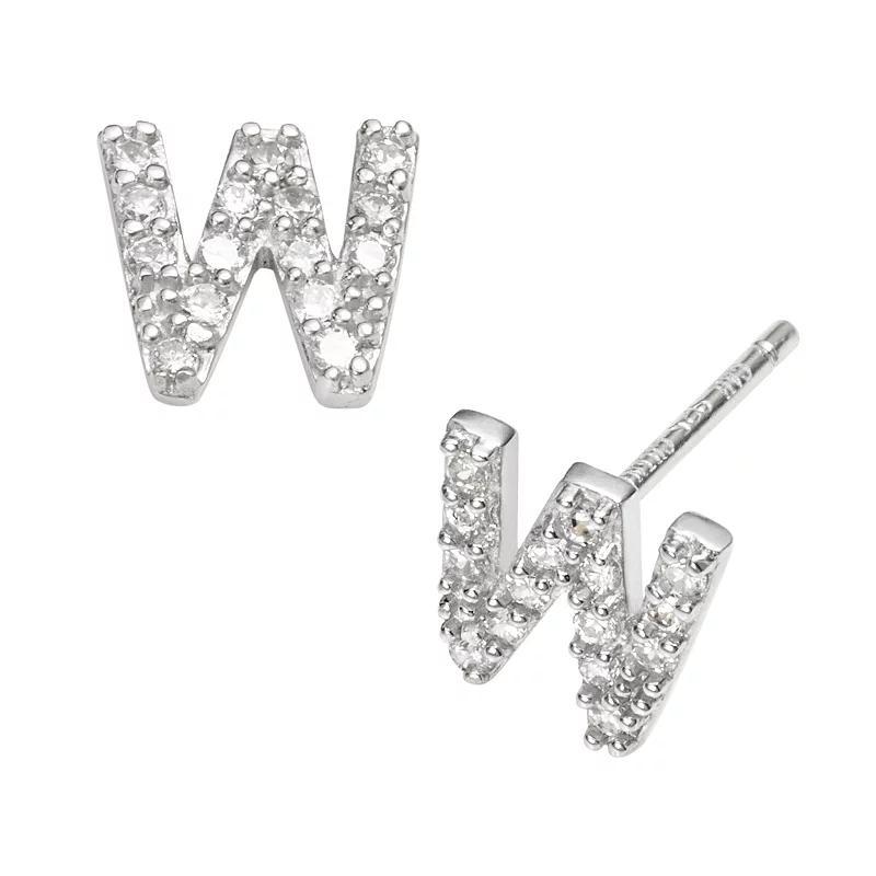 Sophie Miller Sterling Silver Cubic Zirconia Initial Stud Earrings, Womens Product Image