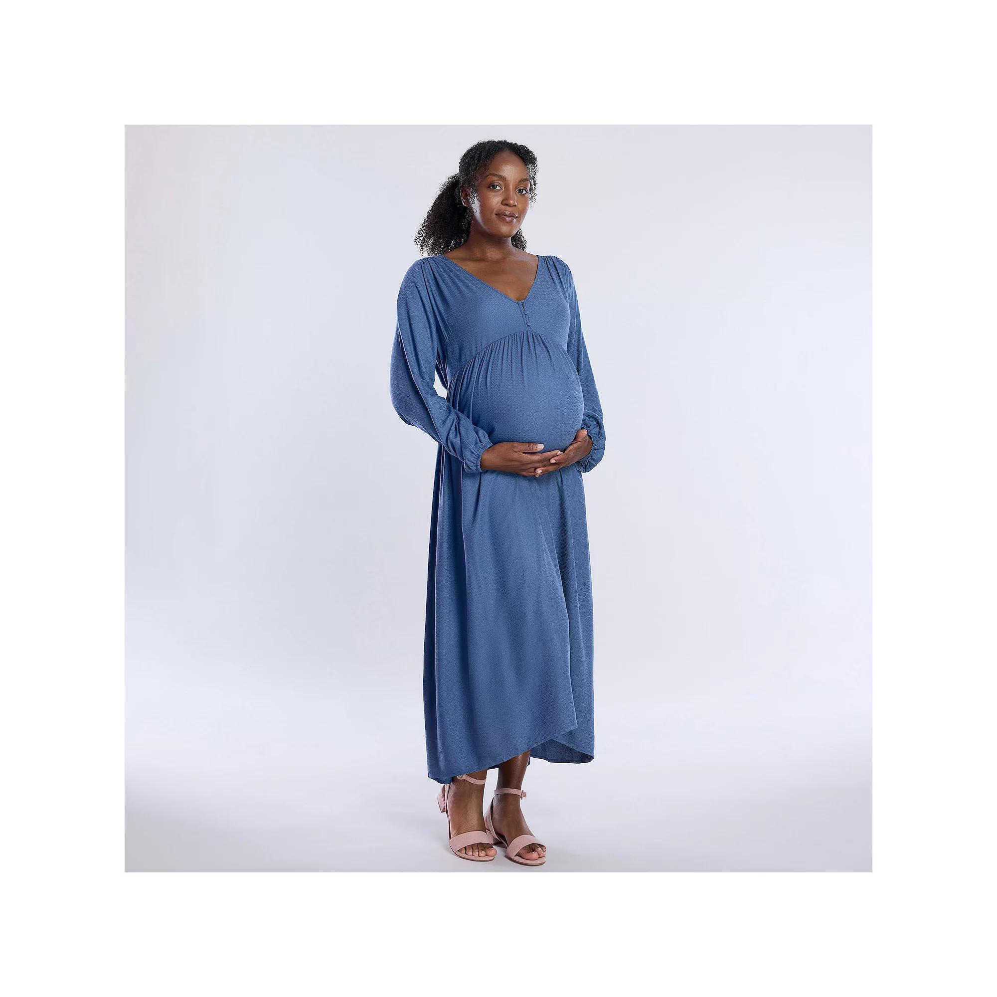 Maternity Motherhood® Button Front Midi Dress, Women's, Size: XL-Mat, Brick Floral Product Image