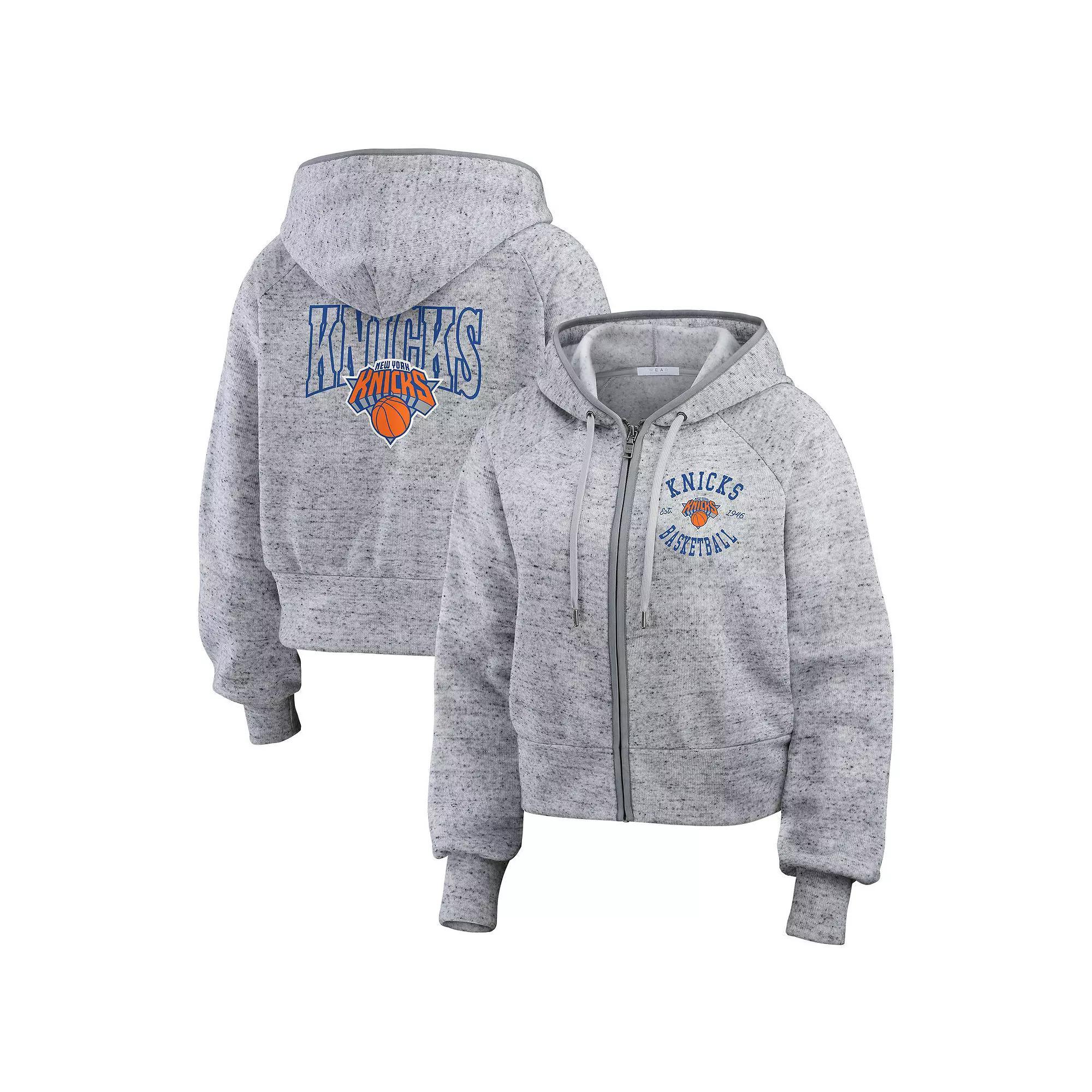 Women's WEAR by Erin Andrews Heather Gray New York Knicks Speckled Radiator Full-Zip Hoodie, Size: Small, Grey Product Image