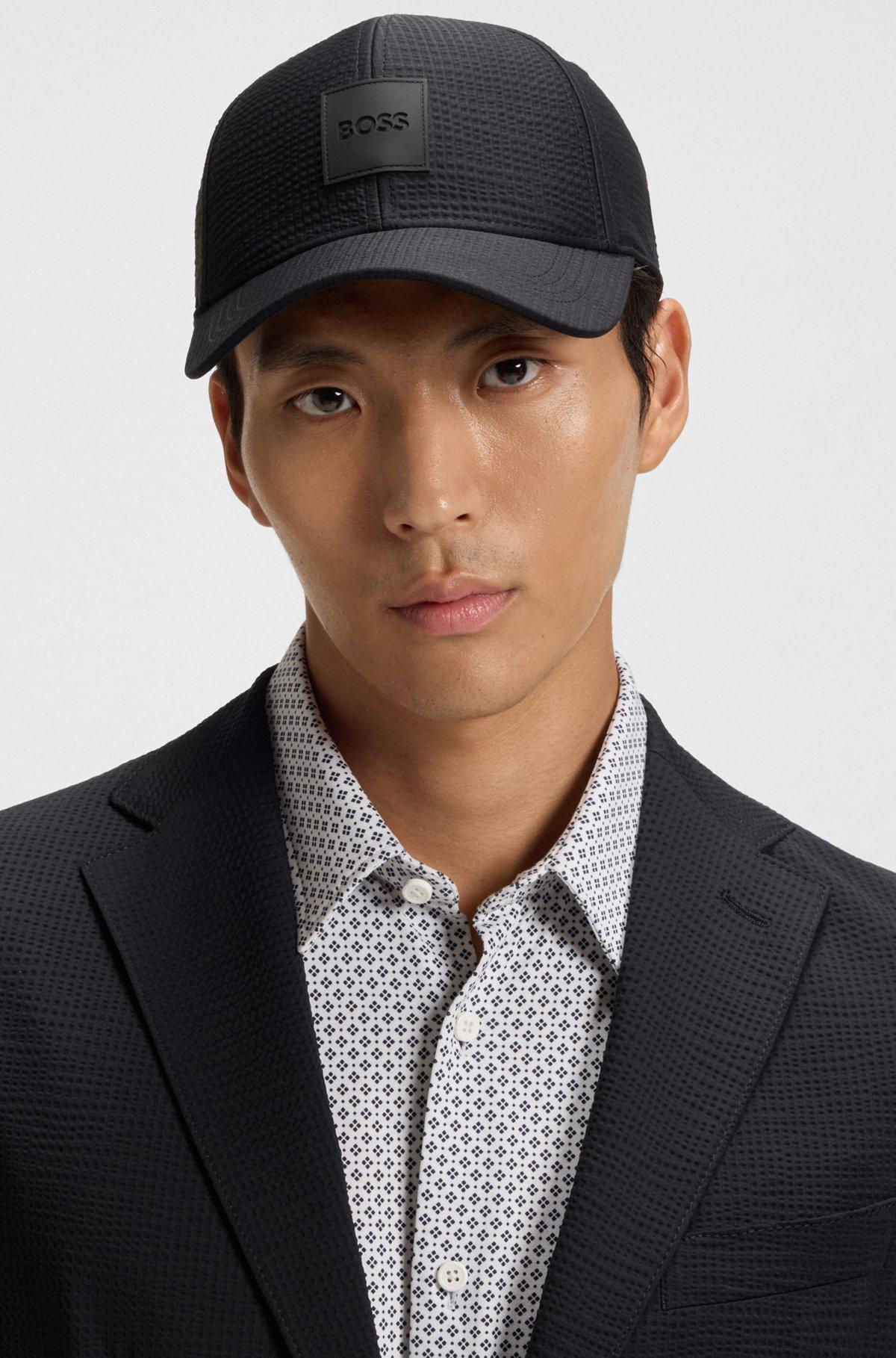 BOSS - Seersucker cap with logo patch - Black Product Image