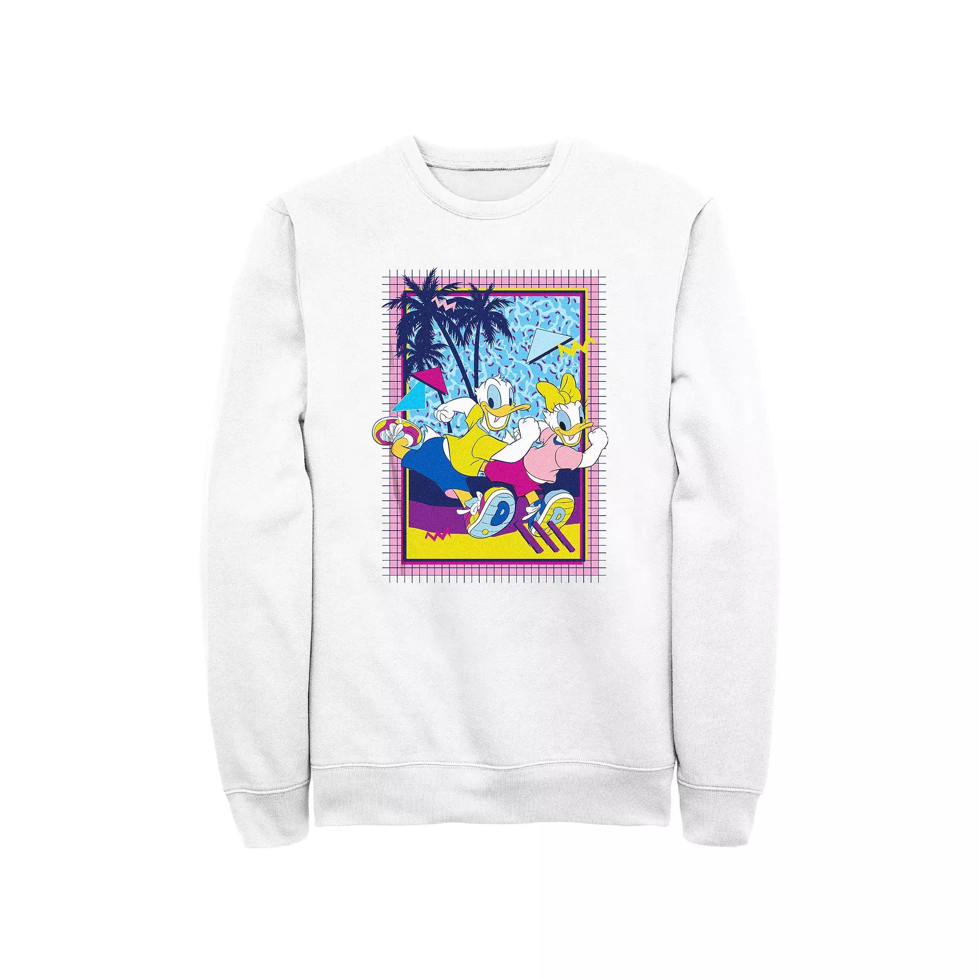 Disney's Donald Duck & Daisy Men's Couple Run Fleece Sweatshirt, Size: Small, White Product Image