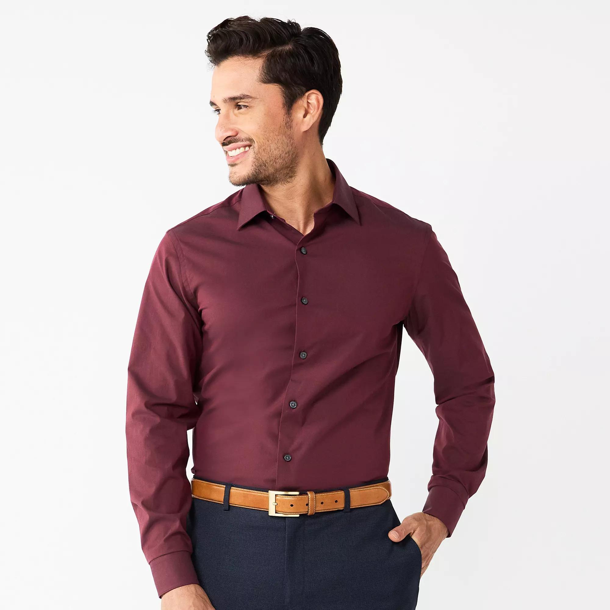 Mens Apt. 9 Premier Flex Extra-Slim Fit Dress Shirt Red Product Image