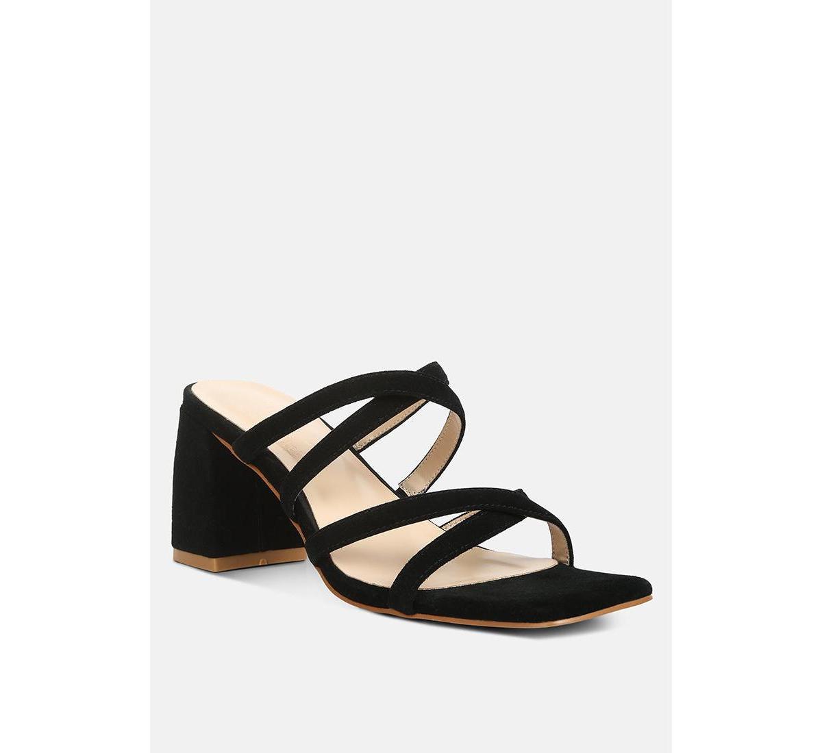 Rag & Co Valentina Women's Suede Strappy Block Heel Sandals, Size: 9, Black Product Image