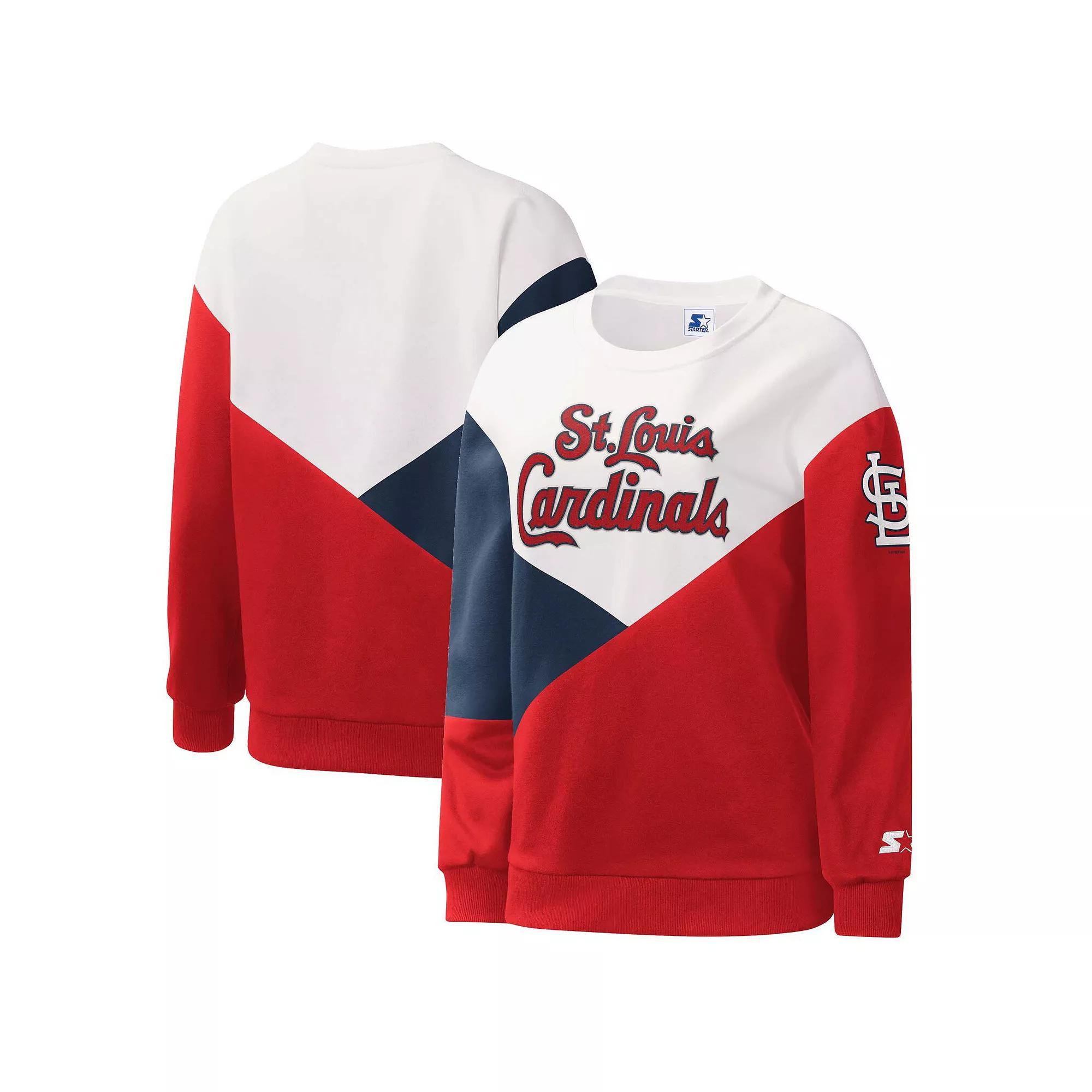 Women's Starter White/Red St. Louis Cardinals Shutout Pullover Sweatshirt, Size: XL Product Image