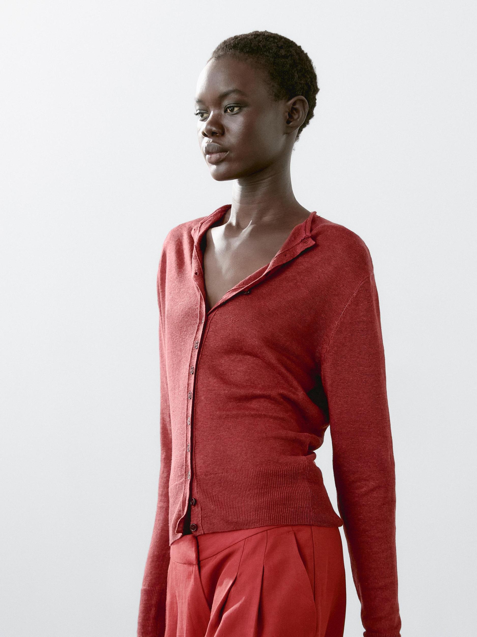 100% linen long sleeve cardigan Product Image