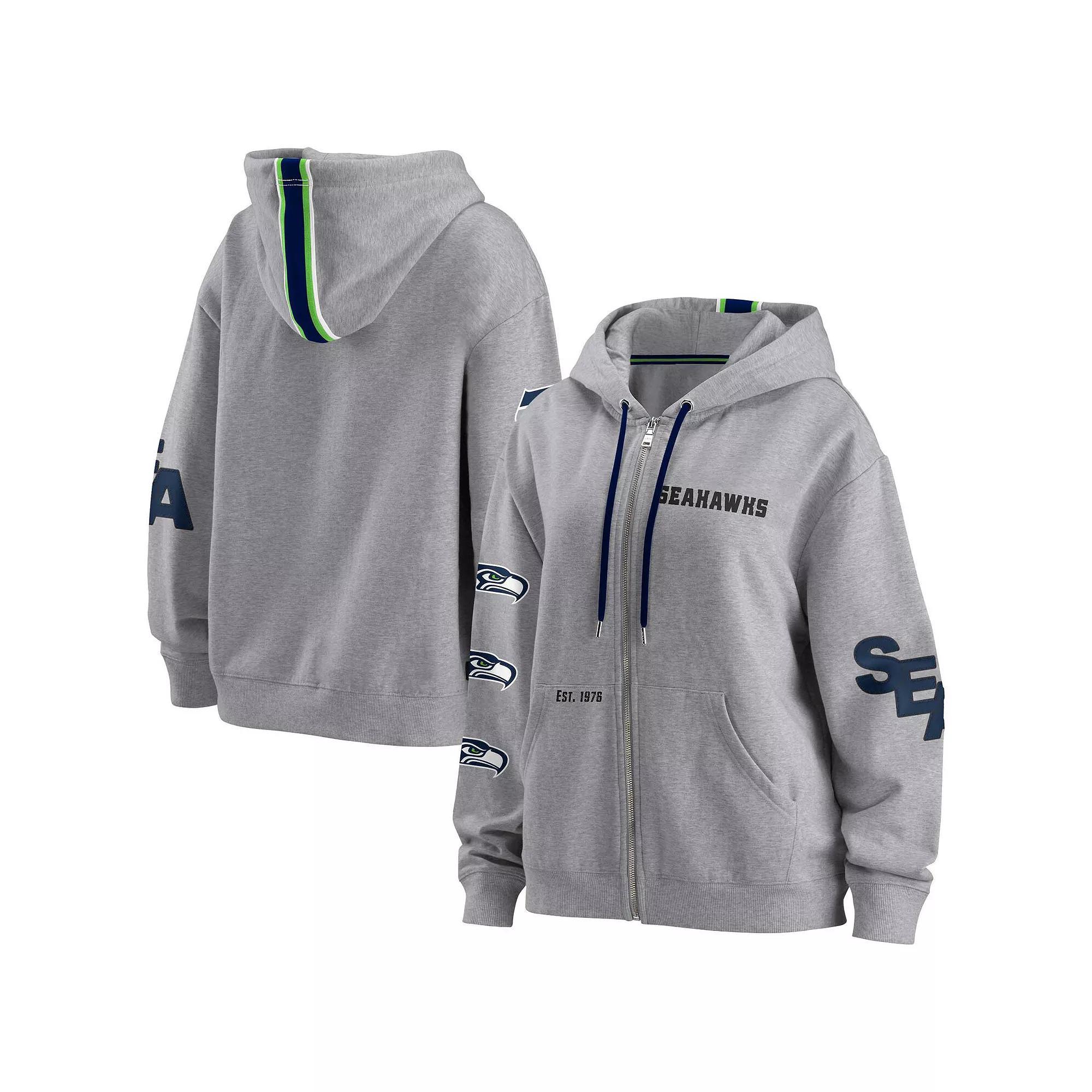 Women's WEAR by Erin Andrews Gray Seattle Seahawks Full-Zip Hoodie, Size: XS, Grey Product Image