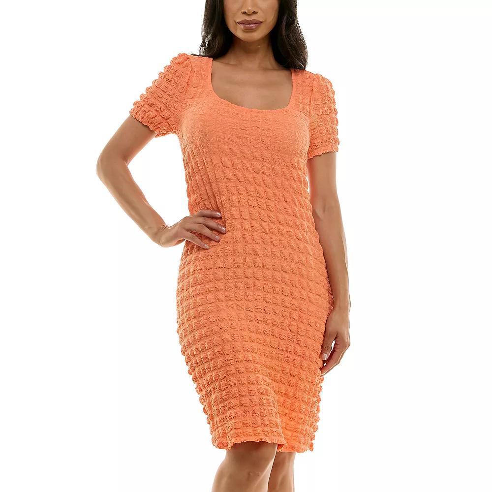 Women's Nina Leonard Popcorn Knit Sheath Dress, Size: XL, Dragon Fruit Product Image