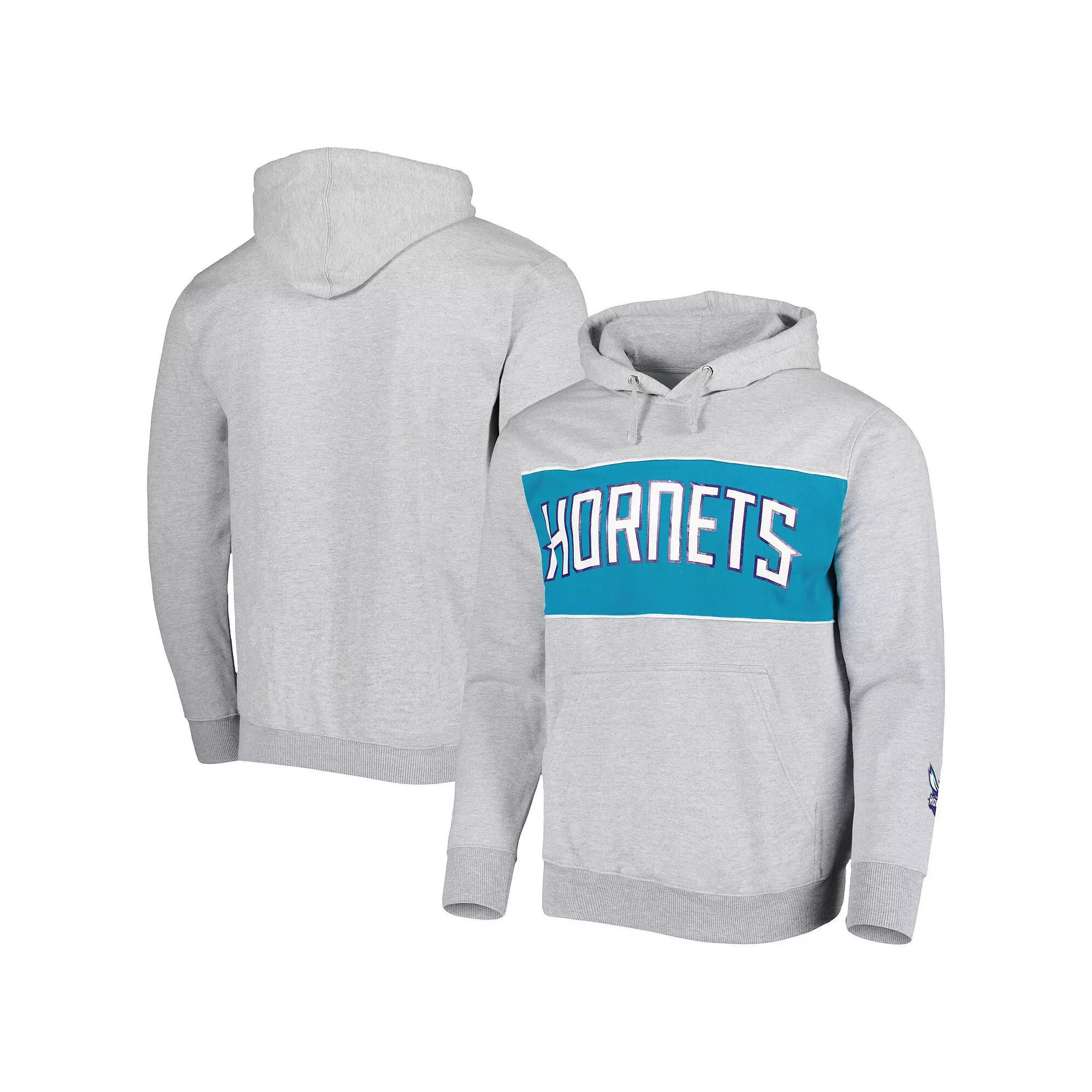 Men's Fanatics Branded Heather Gray Charlotte Hornets Wordmark French Terry Pullover Hoodie, Size: 3XL, Chr Grey Product Image