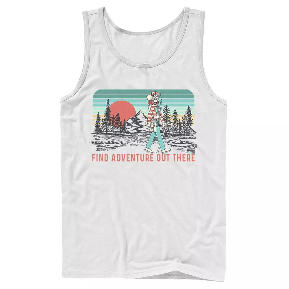 Men's Where's Waldo Find Adventure Out There Tank Top, Size: Large, White Product Image