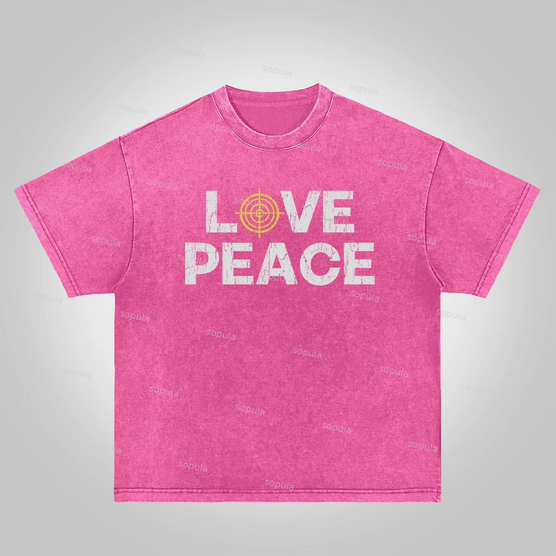 Sopula Love Peace Retro Deconstructed Gun Graphic Acid Wash T-shirt Product Image