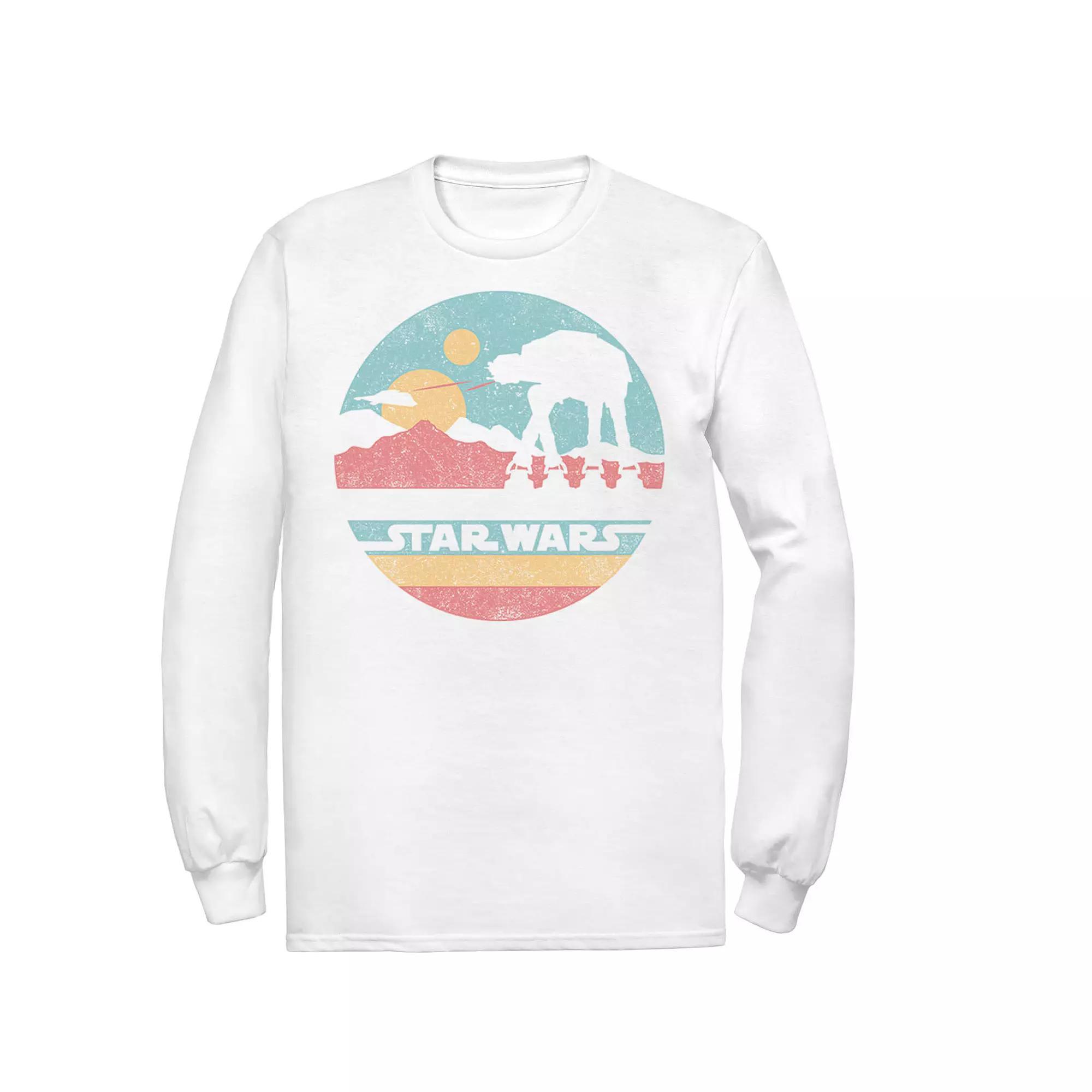 Men's Star Wars AT-AT Silhouette Title Logo Circle Tee, Size: Large, White Product Image