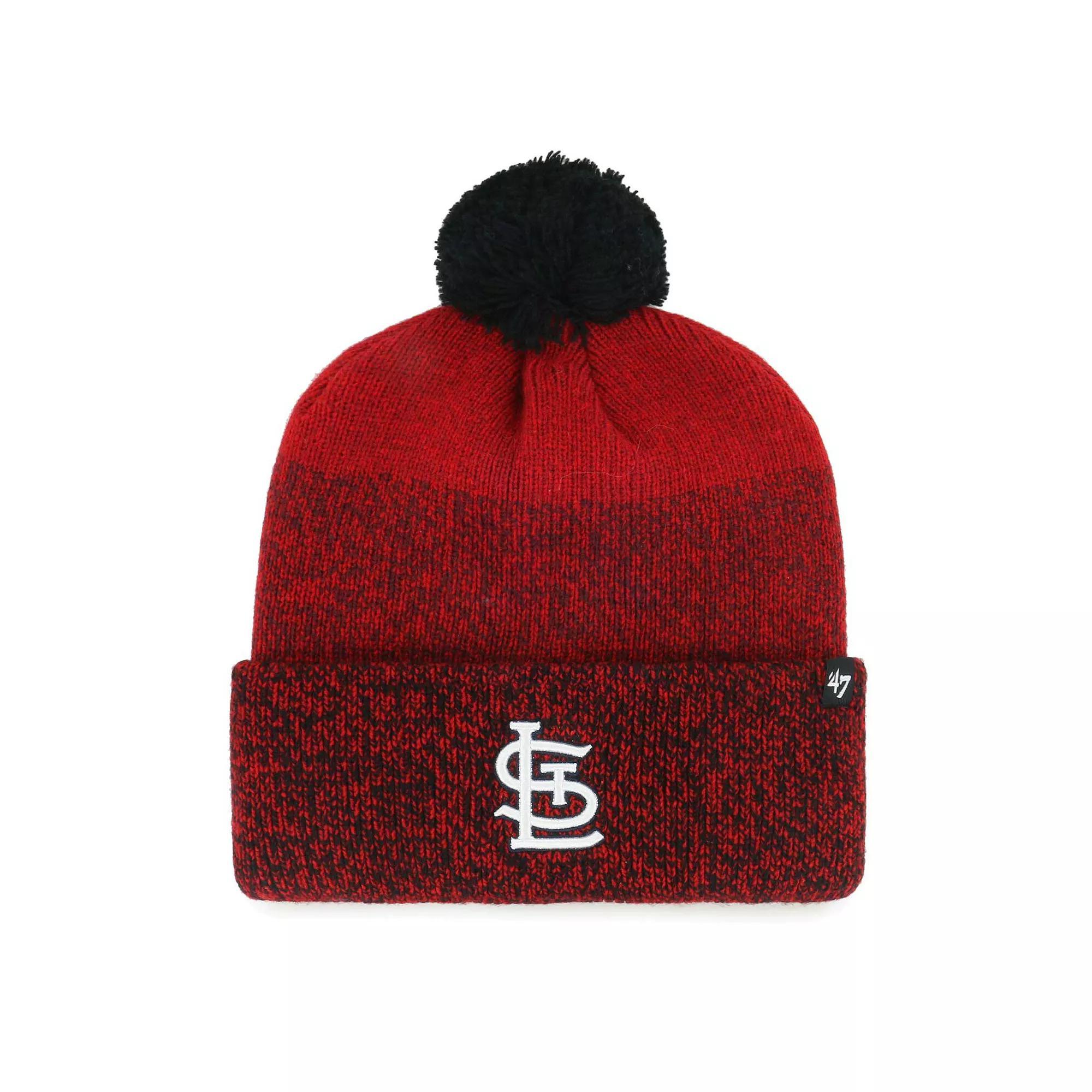 Men's '47 Red St. Louis Cardinals Darkfreeze Cuffed Knit Hat with Pom Product Image