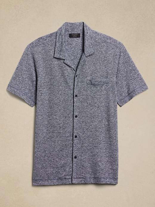 Linen-Blend Button-Down Polo Product Image