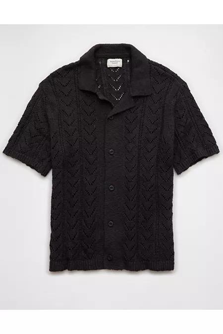 AE Weekend Pointelle Button-Up Sweater Polo Shirt Men's Product Image