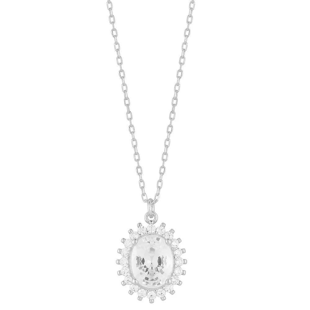 Sunkissed Sterling Cubic Zirconia Vintage Pendant Necklace, Women's, Size: 17", Silver Tone Product Image